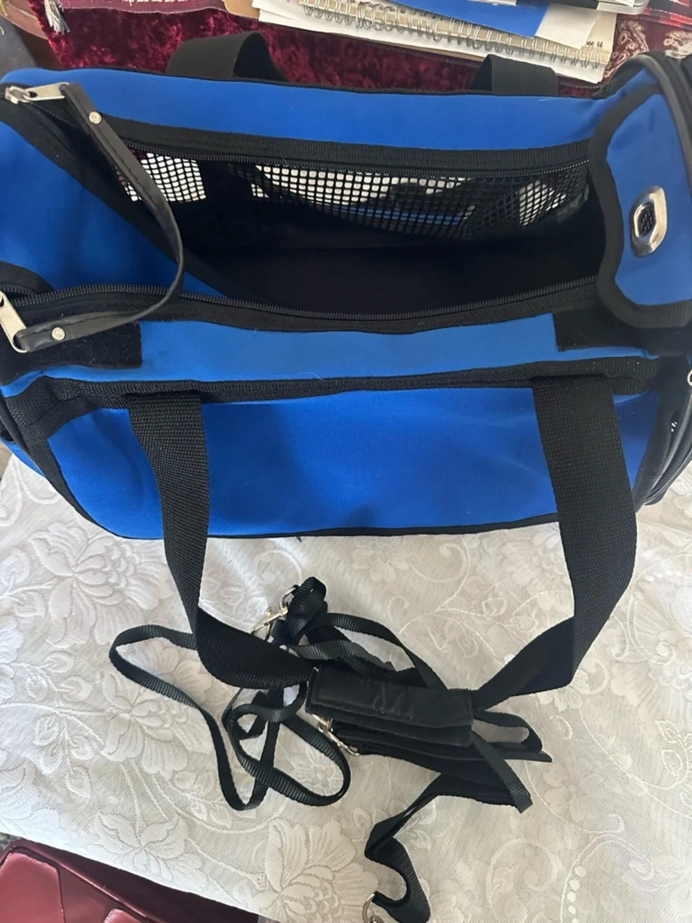 Blue and Black pet Travel carrier